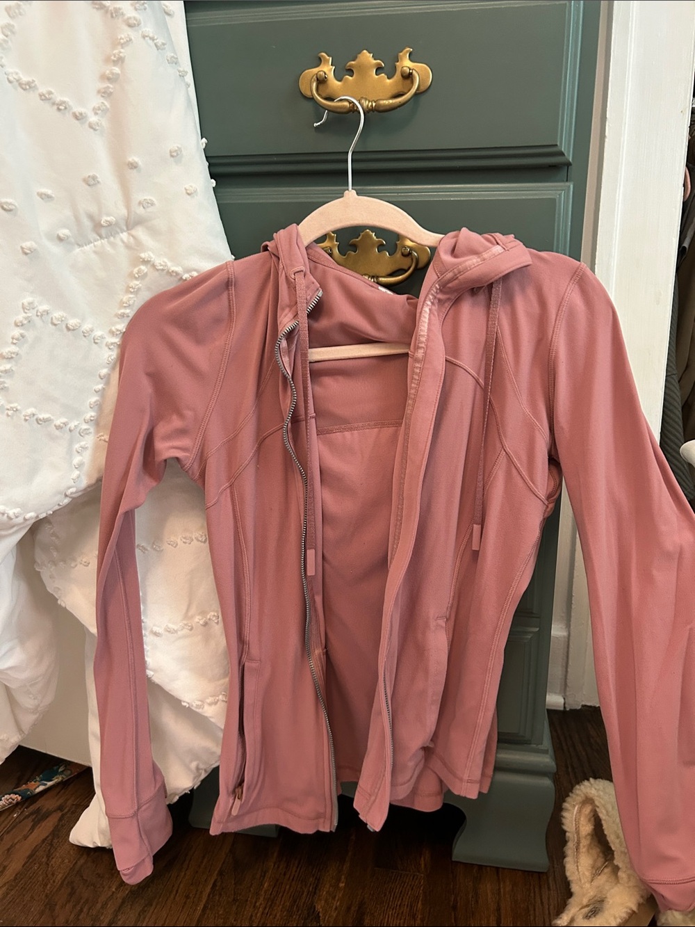 lululemon athletica dusty rose zip-up hooded jacket